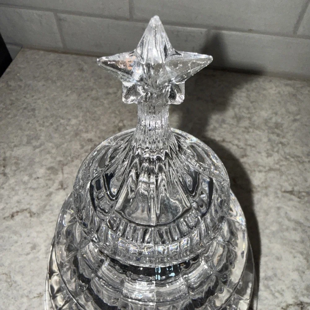 Vintage Gorham Crystal Candy Dish Holiday Traditions 3 Tier Christmas Tree Decor
